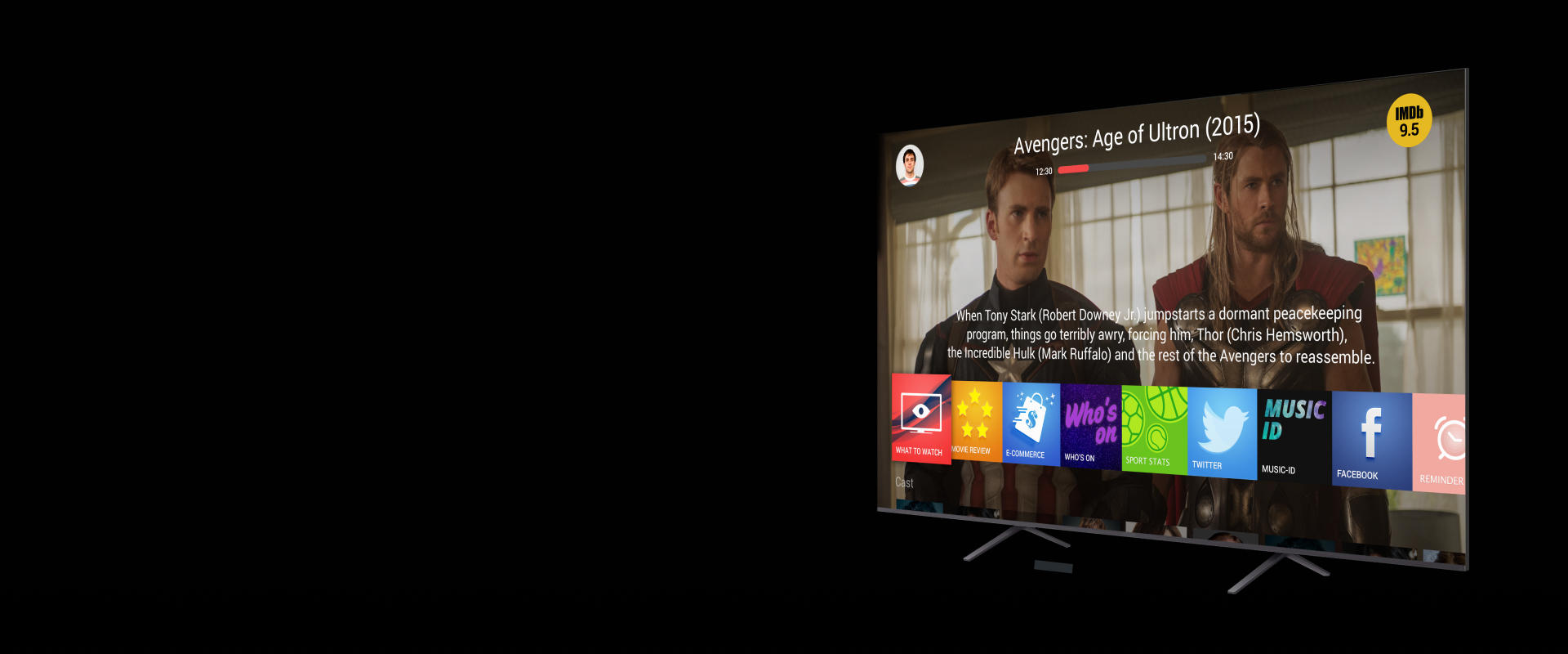 עיצוב של מערכת הפעלה מלאה לטלויזיה ומגוון אפליקציות יעודיות