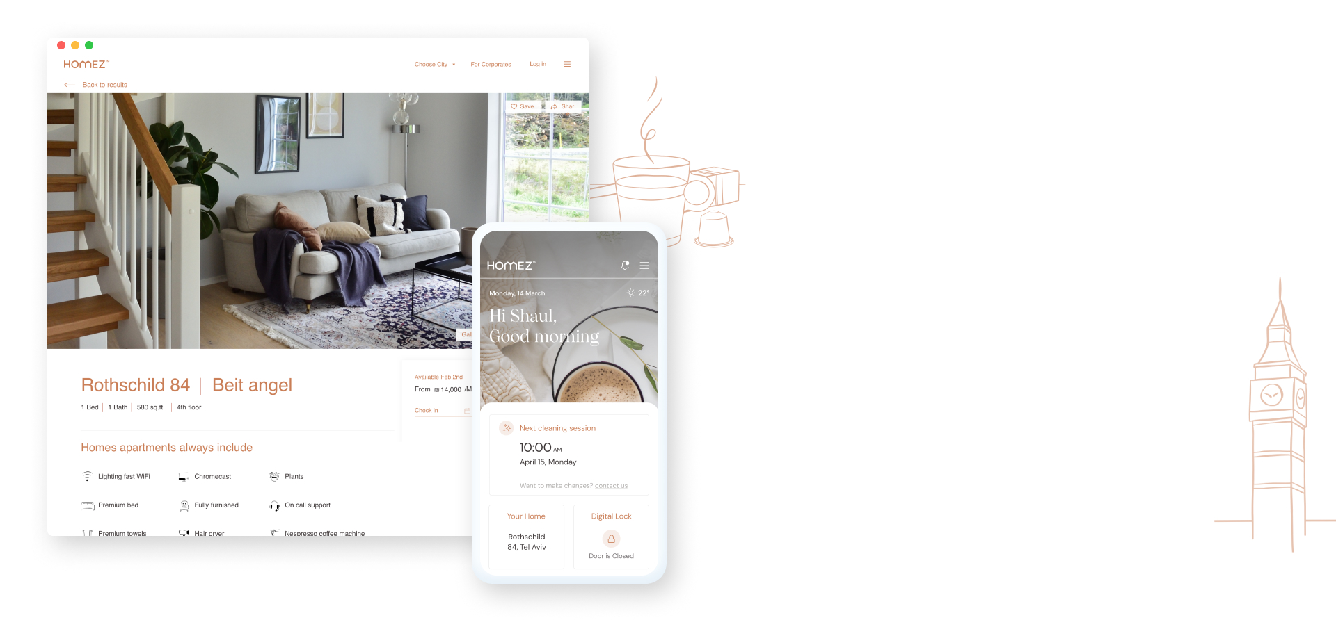 אתר ראשי ואפליקציית תפעול דירות