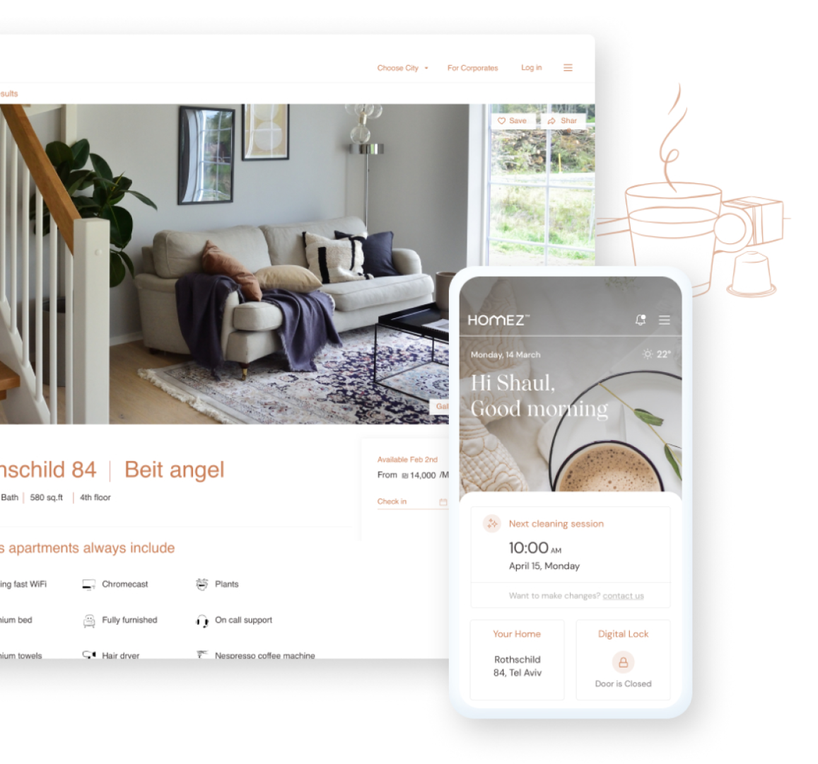 אתר ראשי ואפליקציית תפעול דירות