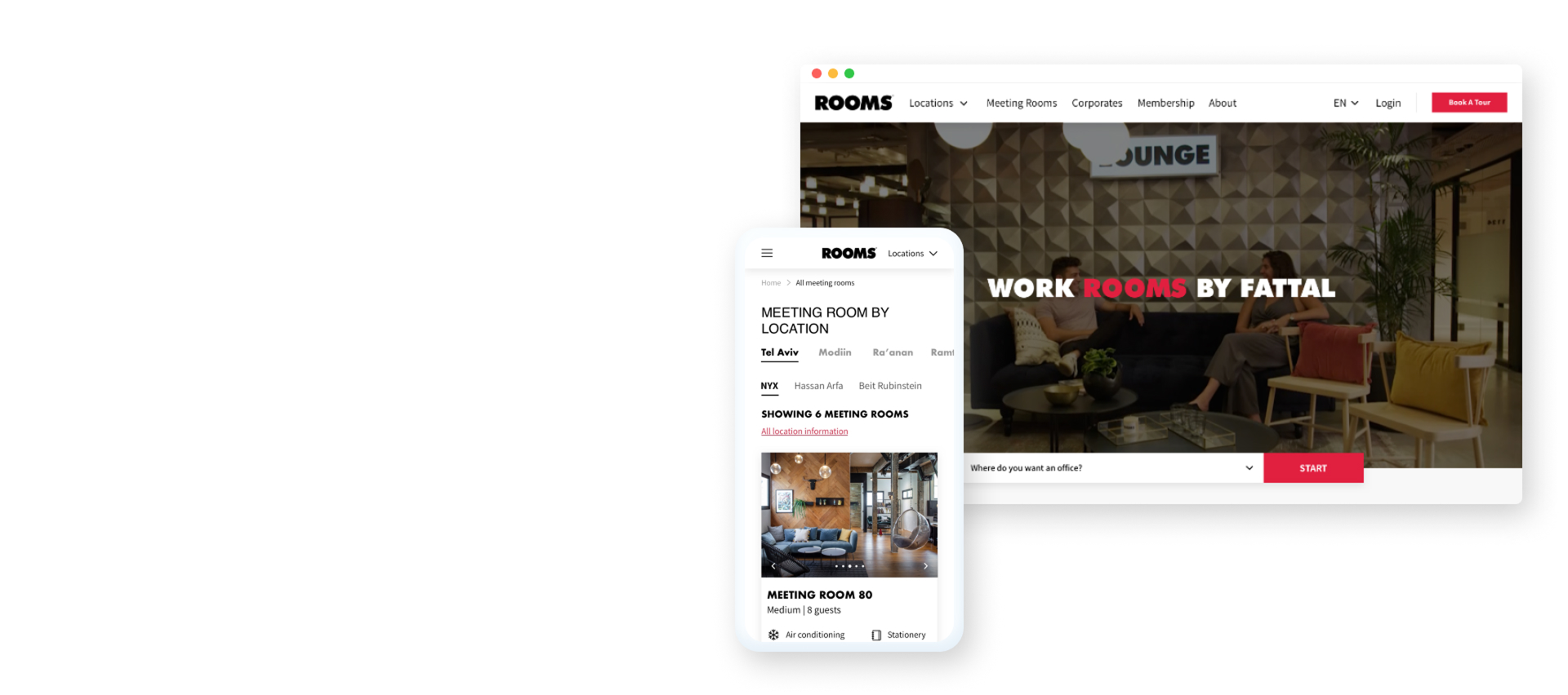 אפיון ועיצוב האתר הראשי לחברת השכרת המשרדים